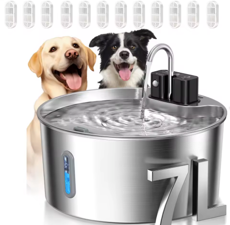 Whiskeroot Aqua 7L fountain shown with the 12 replacement filter pack